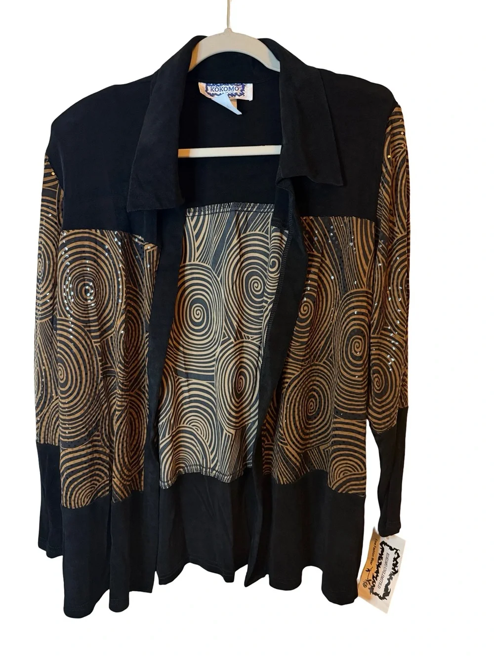 NWT Kokomo Unlimited Vintage Blouse Black Gold Swirl Sequin XL 90s Art Wear - Picture 4 of 12